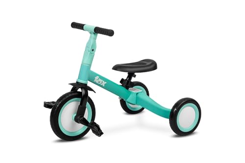 TOYZ - Dreirad Laufrad Kinder, 4in1 Kinderfahrrad, Rutschfahrzeug, Laufrad, Dreirad mit Pedalen und Zweirad mit Pedalen - Baby Geschenk Höhenverstellung von Sattel und Lenker - Fox Türkis TOYZ - Dreirad Laufrad Kinder, 4in1 Kinderfahrrad, Rutschfahrzeug, Laufrad, Dreirad mit Pedalen und Zweirad mit Pedalen - Baby Geschenk Höhenverstellung von Sattel und Lenker - Fox Türkis von TOYZ by CARETERO