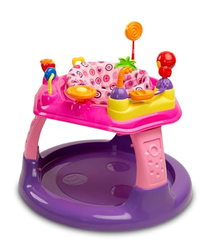 TOYZ HULA Spieltisch Baby ab 6 Monaten bis 12 kg - mit Weichem 360° Sitz, Spielbogen, Licht und Musik - Sitzhöhe 3-Fach verstellbar - Baby Spielzeug, Geschenk Junge oder Mädchen - Kaugummi von TOYZ by CARETERO