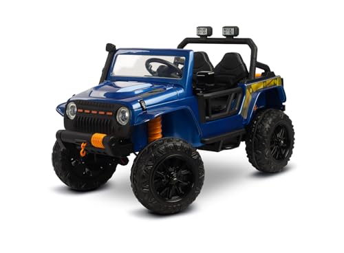 TOYZ - Kinder Elektroauto - Kinder Auto Elektro ab 3 Jahre - 4 x 12V Motoren 45 W, mit Fernbedienung, LED, Kofferraum, Offroader Optik - Kinderauto Elektrisch, Mädchen, Junge - Ringo Blau von TOYZ by CARETERO