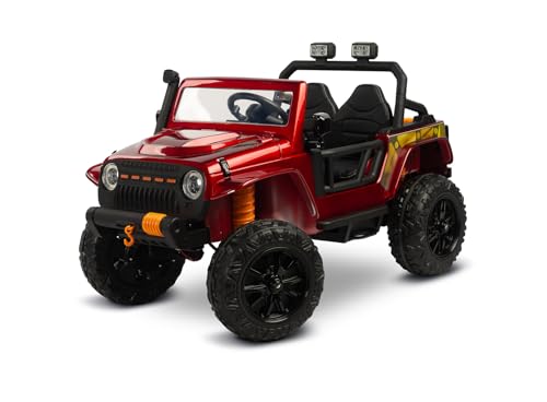 TOYZ - Kinder Elektroauto - Kinder Auto Elektro ab 3 Jahre - 4 x 12V Motoren 45 W, mit Fernbedienung, LED, Kofferraum, Offroader Optik - Kinderauto Elektrisch, Mädchen, Junge - Ringo Rot von TOYZ by CARETERO