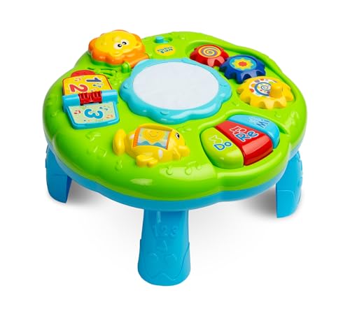 TOYZ - Spieltisch Baby ab 18 Monaten - Zoo Spieltisch - mit Licht, Musik, Spiegel - mit abnehmbarem Spielbrett - Tragbarer Reise- und Spieltisch - Baby Spielzeug, Geschenk Junge oder Mädchen von TOYZ by CARETERO