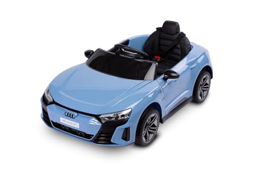 Toyz Audi RS E-Tron GT Elektroauto für Kinder von 3 bis 8 Jahren - Lizenziertes Fahrzeug - 12V Batterie - LED Beleuchtung, Mini Jack Eingang, USB, microSD - Lenkrad mit Hupe - Blau von TOYZ by CARETERO