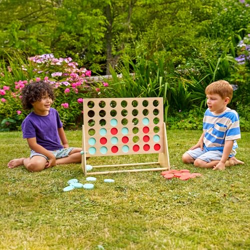 TP Toys Giant Wooden 4 in a Row Outdoor Garden Game for Kids Ages 3+ Fun 1-4 Player Giant Connect 4 Game for Indoor or Outdoor Play von TP Toys