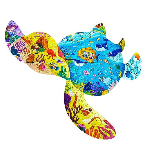 TPQKA - Puzzle für Kinder von 4 bis 8, 8 bis 10 Jahren und Erwachsene, 136 Teile Schildkröten, Tierform, Lernspielzeug, Geschenk für Jungen und Mädchen im Alter von 4 5 6 8 Jahren, Partygeschenk von TPQKA