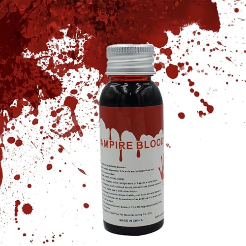 30ml Wasser+Lebensmittelfarbe Kunstblut, Premium Kunstblut, Halloween-Kunstblut, Kunst Blut Für Vampir, Mo-nster Und Zombie Kostüme, Auswaschbares Fake Blut Für Halloween Und Fasching (Chen Blut von TQEBWUS