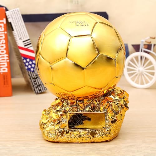 Goldene Fußball-Trophäe aus Kunstharz, 25 cm, Weltmeisterschaft, Goldkugel-Trophäe, Plating Soccer Ballon D'or Trophäe, Fußball Golden Globe Award Trophäe, Ornament, Soccer Cham Pion Memorial Souvenir von TQEBWUS