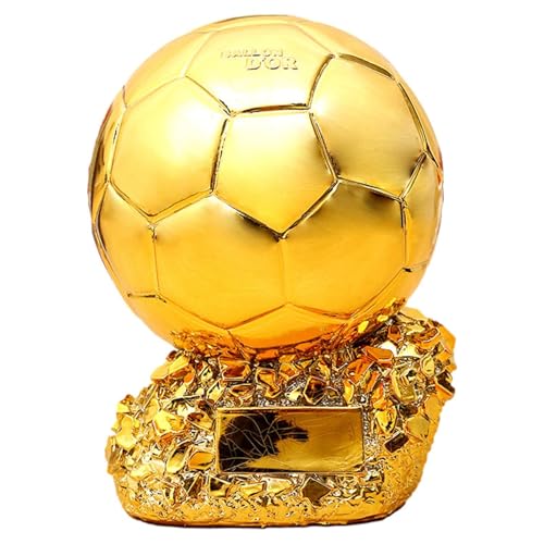 Goldene Fußball-Trophäe aus Kunstharz, Weltmeisterschaft, 15 cm, Plating Soccer Ballon D'or Trophäe, Fußball Golden Globe Award Trophäe, Ornament, Soccer Cham Pion Memorial Souvenir Replic A von TQEBWUS