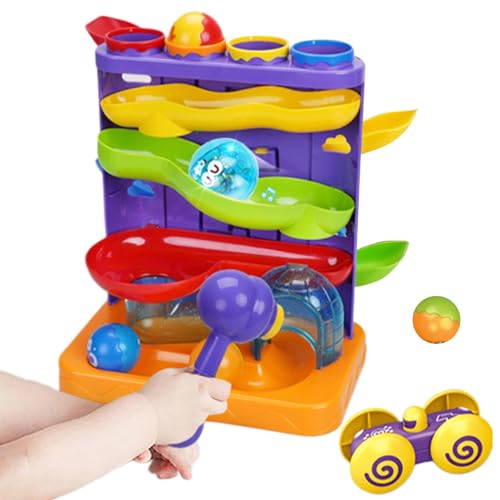 TQEBWUS Auto Ramp Racer,Ramp Racer | 2-in-1-Pfund-Ball-Spielzeug und Rampenbahn | Pädagogisches Spielset zur frühen Entwicklung, interaktives Lernspielzeug für Kinder im Alter von 1–3 Jahren von TQEBWUS