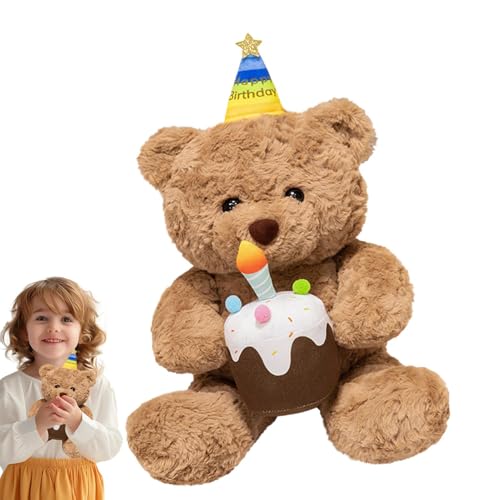 TQEBWUS Kuschelbär-Puppe, Kuschelbär-Plüsch - Bär Tierpuppe | 15,75 Zoll großes Sammelspielzeug „Happy Birthday“, einzigartig, gemütlich für besondere Anlässe von TQEBWUS