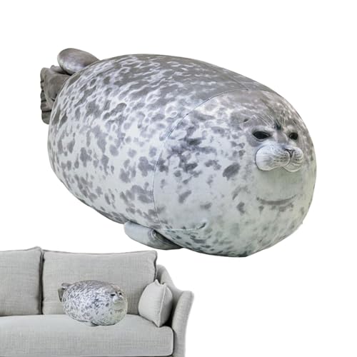 TQEBWUS Siegelkissen - Cute Blob Plush Seal Pillow - Weiches Stofftier Molliges Robben Plüschkissen -Realistische Weiche Gefüllte Oc-ean Seal Puppe Geburtstagsgeschenkpuppen Für Kinder Jun-gen Mädchen von TQEBWUS