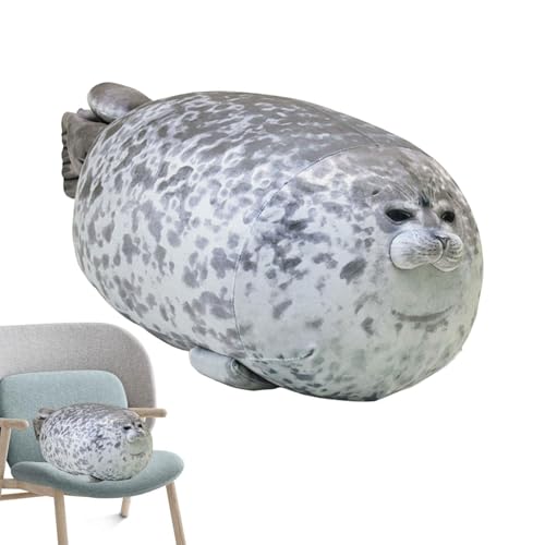 TQEBWUS Siegelkissen - Cute Blob Plush Seal Pillow - Weiches Stofftier Molliges Robben Plüschkissen -Realistische Weiche Gefüllte Oc-ean Seal Puppe Geburtstagsgeschenkpuppen Für Kinder Jun-gen Mädchen von TQEBWUS