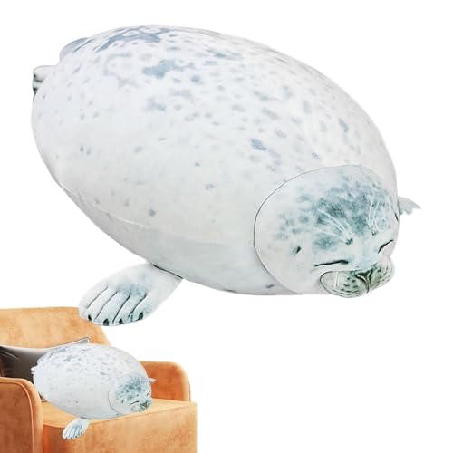 TQEBWUS Siegelkissen - Cute Blob Plush Seal Pillow - Weiches Stofftier Molliges Robben Plüschkissen -Realistische Weiche Gefüllte Oc-ean Seal Puppe Geburtstagsgeschenkpuppen Für Kinder Jun-gen Mädchen von TQEBWUS