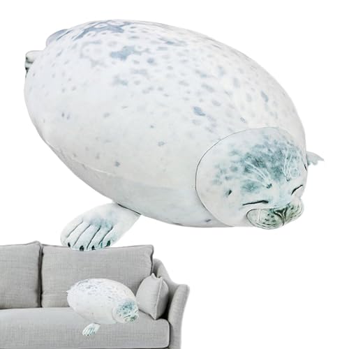 TQEBWUS Siegelkissen - Cute Blob Plush Seal Pillow - Weiches Stofftier Molliges Robben Plüschkissen -Realistische Weiche Gefüllte Oc-ean Seal Puppe Geburtstagsgeschenkpuppen Für Kinder Jun-gen Mädchen von TQEBWUS