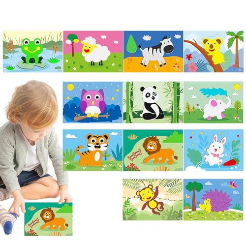 TQEBWUS Tier-Puzzle-Aufkleber | 3D-Schaumstoffaufkleber Kinder,Selbstklebendes Cartoon-Aufkleber-Puzzle-Spiel für handgefertigtes Handwerks-Lernspielzeug von TQEBWUS