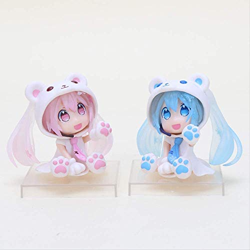 TQGG 2 Stück 6 cm Kawaii Anime Figur Pink Hatsune Miku Q Version Sakura Bär Anime-Figur Modell Sammlerstück Spielzeug von TQGG