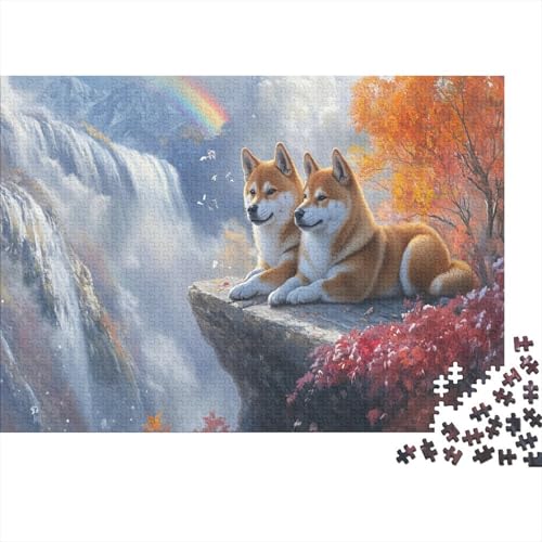 Akita Hund Puzzleteile 1000-Stücke Bildungsspiele Regenbogen Wasserfall Das Unmögliche Puzzle Geeignet Für Die Ganze Familie Puzzle Für Erwachsene Geschenk 1000pcs (75x50cm) von TQMDEHVUP