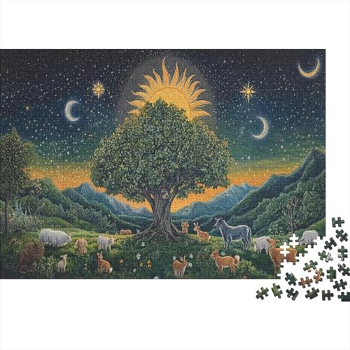 Baum des Lebens Puzzleteile 1000-Stücke Bildungsspiele Dschungeltiere Das Unmögliche Puzzle Und Kinder Ab 14 Jahren Puzzle Für Erwachsene Geschenk 1000pcs (75x50cm) von TQMDEHVUP