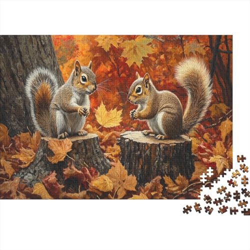 Eichhörnchen Puzzleteile 1000-Stücke Challenge Spielzeug Waldherbst Das Unmögliche Puzzle Und Kinder Ab 14 Jahren Puzzle Für Erwachsene Geschenk 1000pcs (75x50cm) von TQMDEHVUP