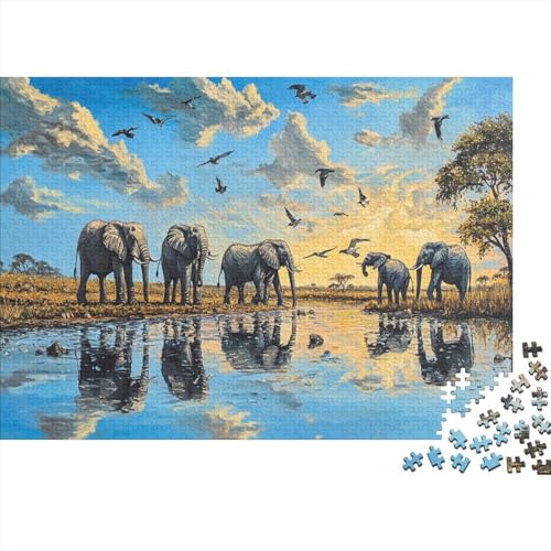 Elefant Puzzleteile 1000-Stücke Spiele Für Erwachsene Wildtiere Grasland Für Puzzles Und Kinder Ab 14 Jahren Puzzle Für Erwachsene Geschenk 1000pcs (75x50cm) von TQMDEHVUP