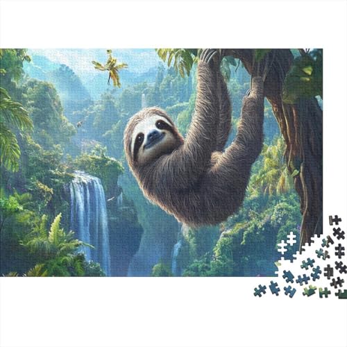 Faultier Puzzleteile 1000-Stücke Challenge Spielzeug Dschungel Wasserfall Für Puzzles Und Kinder Ab 14 Jahren Geschicklichkeitsspiel WohndekoRatteion 1000pcs (75x50cm) von TQMDEHVUP