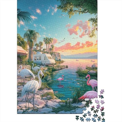 Flamingo Puzzles 1000 Teile Schwer Puzzle Spielzeug Lernspiel Impossible Herausforderungsspielzeug Für Erwachsene Und Kinder Ab 12 Jahren 1000pcs (75x50cm) von TQMDEHVUP