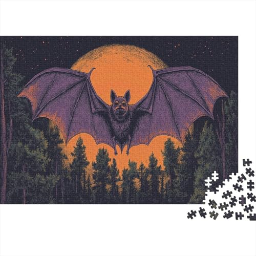 Fledermaus Puzzleteile 1000-Stücke Challenge Spielzeug Wald Night Für Puzzles Und Kinder Ab 14 Jahren Geschicklichkeitsspiel Geschenk 1000pcs (75x50cm) von TQMDEHVUP