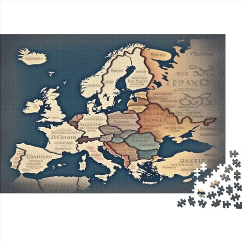 Karte von Europa Puzzle 1000 Teile Puzzles Für Erwachsene Lernspiel Herausforderungsspielzeug 1000-teilige Puzzlespiel Für Erwachsene Kinder Puzzel 1000pcs (75x50cm) von TQMDEHVUP