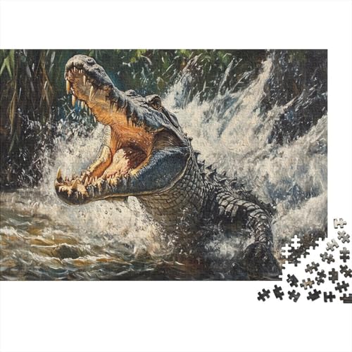 Krokodil Puzzleteile 1000-Stücke Spiele Für Erwachsene Wald Für Puzzles Geeignet Für Die Ganze Familie Geschicklichkeitsspiel Geschenk 1000pcs (75x50cm) von TQMDEHVUP