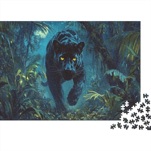 Leopard Puzzleteile 1000-Stücke Challenge Spielzeug Dschungel Nachthimmel Für Puzzles Und Kinder Ab 14 Jahren Geschicklichkeitsspiel WohndekoRatteion 1000pcs (75x50cm) von TQMDEHVUP