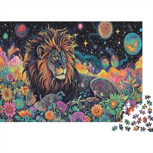 Löwe Puzzleteile 1000-Stücke Spiele Für Erwachsene Tierblumencluster Für Puzzles Und Kinder Ab 14 Jahren Puzzle Für Erwachsene WohndekoRatteion 1000pcs (75x50cm) von TQMDEHVUP