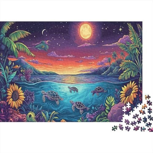 Meeresschildkröte Puzzleteile 1000-Stücke Challenge Spielzeug Sternenhimmel im Ozean Für Puzzles Und Kinder Ab 14 Jahren Puzzle Für Erwachsene Geschenk 1000pcs (75x50cm) von TQMDEHVUP