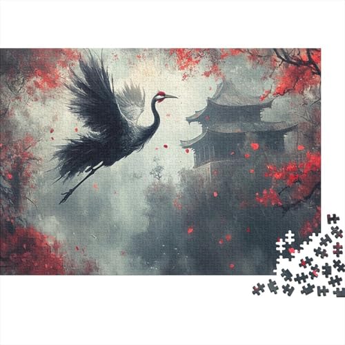 Roter Kranich Puzzleteile 1000-Stücke Spiele Für Erwachsene Chinese Kranich Für Puzzles Geeignet Für Die Ganze Familie Puzzle Für Erwachsene WohndekoRatteion 1000pcs (75x50cm) von TQMDEHVUP