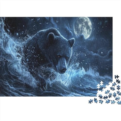 Schwarzer Bär Puzzleteile 1000-Stücke Challenge Spielzeug Nacht Seen Für Puzzles Und Kinder Ab 14 Jahren Geschicklichkeitsspiel Geschenk 1000pcs (75x50cm) von TQMDEHVUP