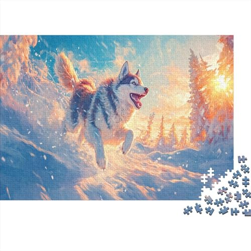 Sibirischer Husky Puzzleteile 1000-Stücke Challenge Spielzeug Schneejungle Für Puzzles Und Kinder Ab 14 Jahren Puzzle Für Erwachsene WohndekoRatteion 1000pcs (75x50cm) von TQMDEHVUP