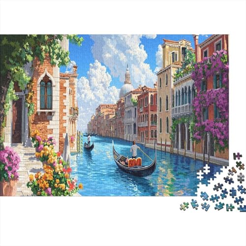 Venedig Water City Puzzleteile 1000-Stücke Challenge Spielzeug Kanal Ölgemälde Für Puzzles Geeignet Für Die Ganze Familie Puzzle Für Erwachsene Geschenk 1000pcs (75x50cm) von TQMDEHVUP