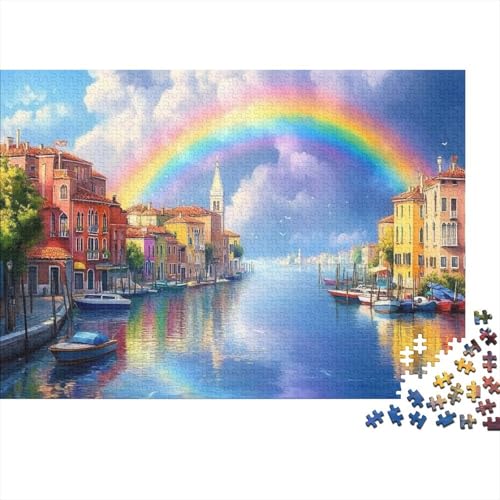 Venedig Water City Puzzleteile 1000-Stücke Challenge Spielzeug Regenbogen Das Unmögliche Puzzle Und Kinder Ab 14 Jahren Geschicklichkeitsspiel Geschenk 1000pcs (75x50cm) von TQMDEHVUP