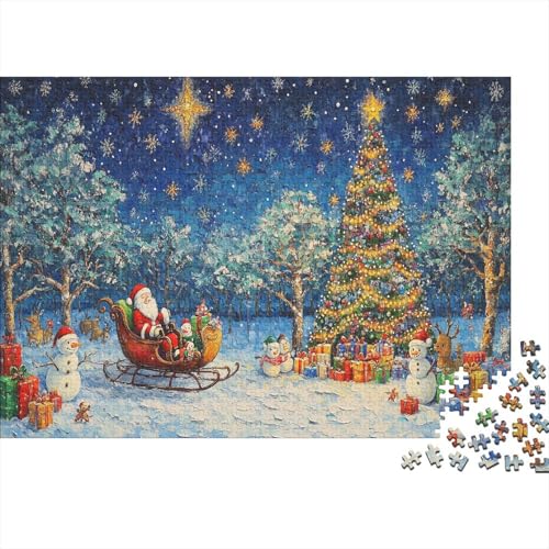 Weihnachtsmann Puzzleteile 1000-Stücke Challenge Spielzeug Weihnachtsbaum Snowman Für Puzzles Und Kinder Ab 14 Jahren Puzzle Für Erwachsene Geschenk 1000pcs (75x50cm) von TQMDEHVUP