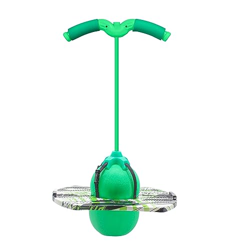 POGO Ball ist geeignet für Kinder und Erwachsene Tragfähigkeit: 100KG ausgeglichen und koordiniert Bouncing Pop Ball Cool Challenge Kinderspielzeug Herausforderung Geschenk (Green(Mit Handlauf)) von TQUEG