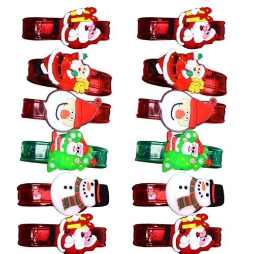 TQUXNGA 12 x Silikon-Armbänder für Kinder, Cartoon-Motiv, mit LED-Licht, Weihnachtsmotiv, bunte Party-Armbänder für Kinder von TQUXNGA