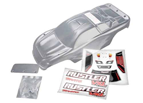 Traxxas Rustler 9,43 cm mit Aufkleberblatt/Flügel und Aluminium-Hardware, Karosserie-Modellautoteile, transparent von TRAXXAS