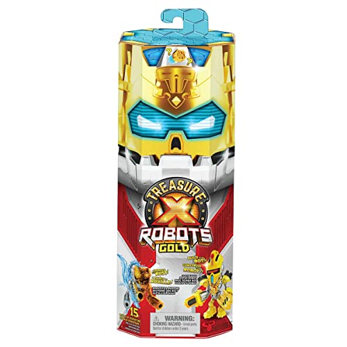 TREASURE X Robots Gold Treasure Bot Roboter, 6 Verschiedene Roboter (Sortiert), 15 Abenteuerlevel und Chance auf Schatz mit echtem Goldüberzug von TREASURE X