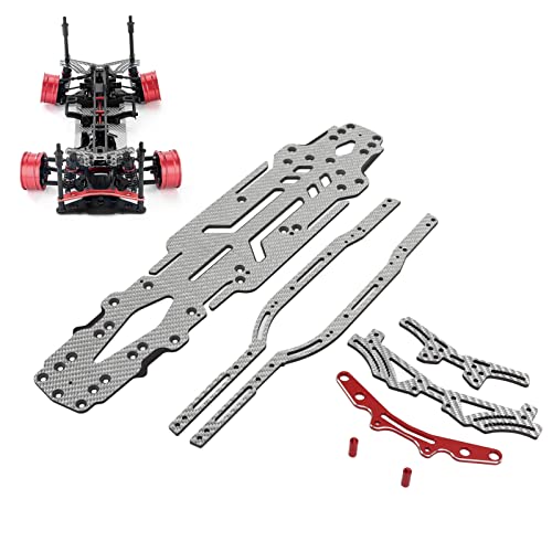 TREETDOBV RC-Car-Chassis-Set, Upgrade-Kit aus Kohlefaser und Aluminium für MST FXX 2.0S 1/10 RC Drift Car Hochpräzises RC-Chassis-Aufhängungsrahmen-Kit(Silbernes SSG) von TREETDOBV