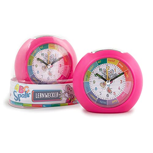 TRENDHAUS 406408 Kinderwecker, Analoger Kinder-Lernwecker mit Licht und Snooze-Funktion, Quarzwecker für Mädchen und Jungen, Pink von TRENDHAUS