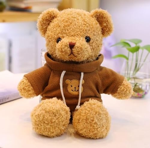 TRENSETGO Plüsch Teddybär mit Kapuze, Kuscheltier zum Spielen, Heimdekoration, weiches Fell, Geschenk für Freundin, Kinder, Freund, Partner | Teddy mit Hoodie (Coffee Brown - 50CM) von TRENSETGO