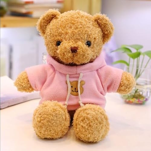 TRENSETGO Plüsch Teddybär mit Kapuze, Kuscheltier zum Spielen, Heimdekoration, weiches Fell, Geschenk für Freundin, Kinder, Freund, Partner | Teddy mit Hoodie (PINK - 30CM) von TRENSETGO