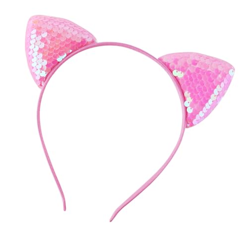 TRHEEE Bequemes Katzenohr Stirnband Mit Glitzernden Blauen Pailletten Cosplay Kopfbedeckungen Ideal Für Festivals Und Tägliche Outfits von TRHEEE