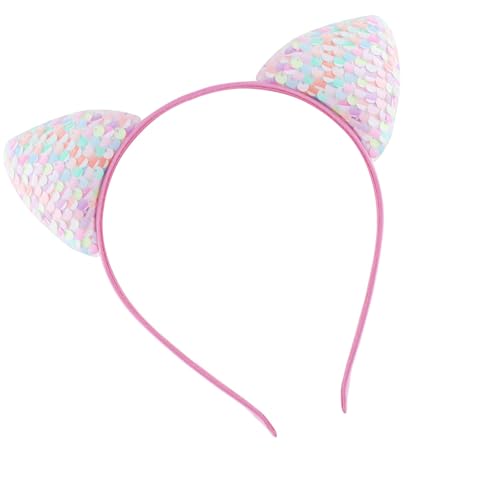 TRHEEE Bequemes Katzenohr Stirnband Mit Glitzernden Blauen Pailletten Cosplay Kopfbedeckungen Ideal Für Festivals Und Tägliche Outfits von TRHEEE