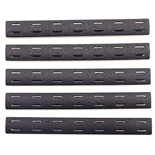 TRIROCK 5-Pack Black Heat Resistant Non-Slip M-LOK Handguard Protector Rubber Rail Cover Fits MLOK Cutout Picatinny Rail von TRIROCK