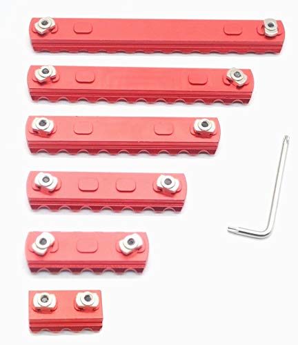 Trirock 6-Pack Red M-LOK Picatinny Rail Sections kit fits M-lok handguard Rail Mount System - 3,5,7,9,11,13 Slots von TRIROCK