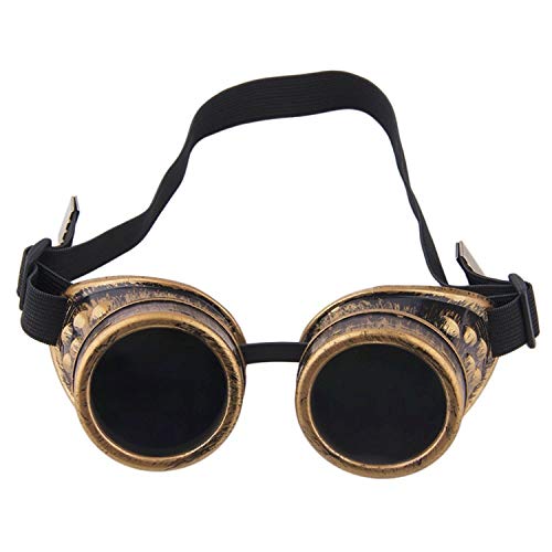 TRIXES Steampunk, Schweißer Brille, Party - Accessoire, Kostüm, Karneval - Zubehör, Messing - Optik, verstellbar von TRIXES